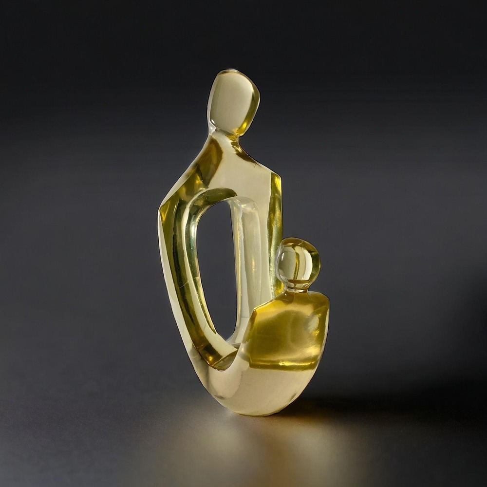 Lucite Mother Child Sculpture Large Honey Acrylic MCM Westwood Burlington 18"‎